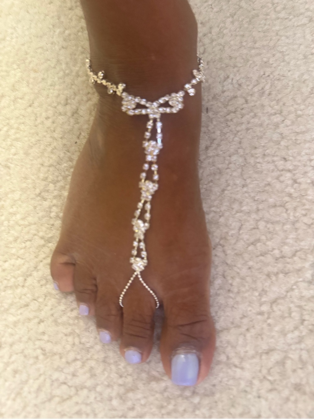 Rhinestone Crystal Barefoot Sandal - Silver